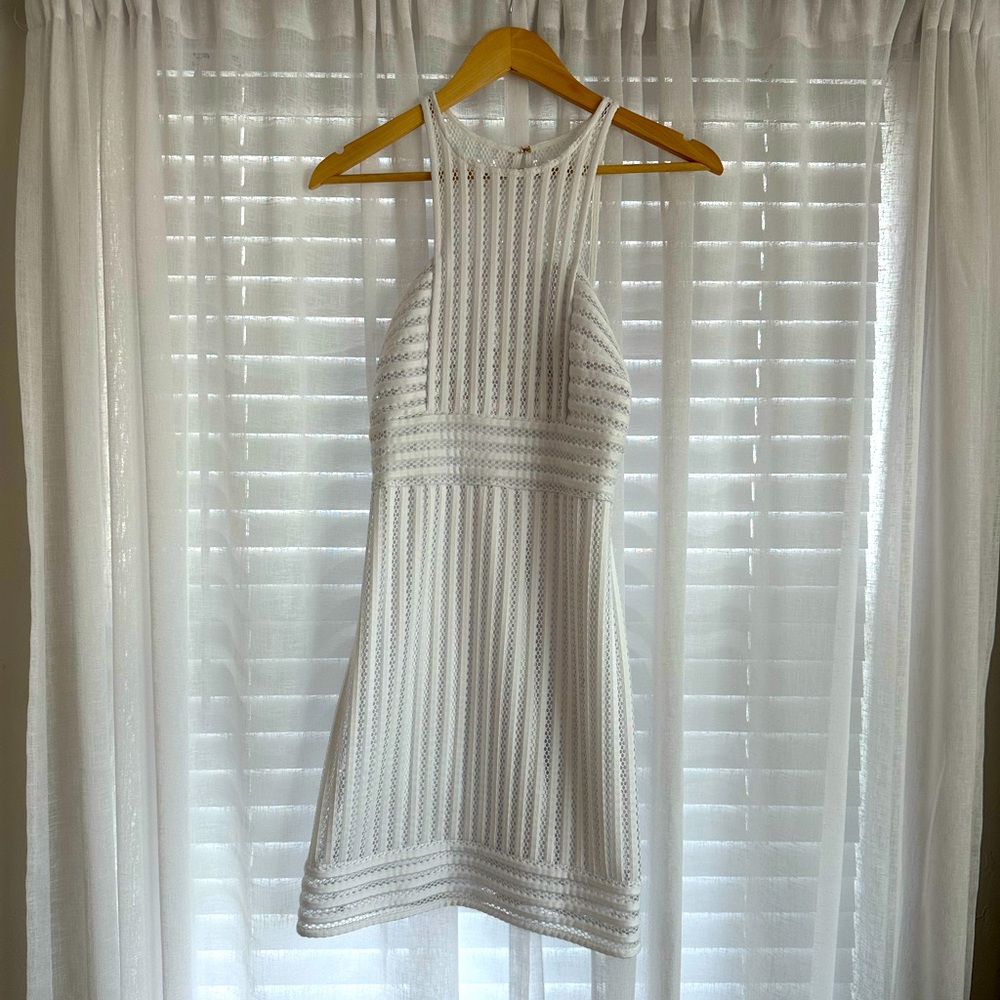 Lilly Pulitzer Resort White Crochet Knit Stripe Rae Shift  XS